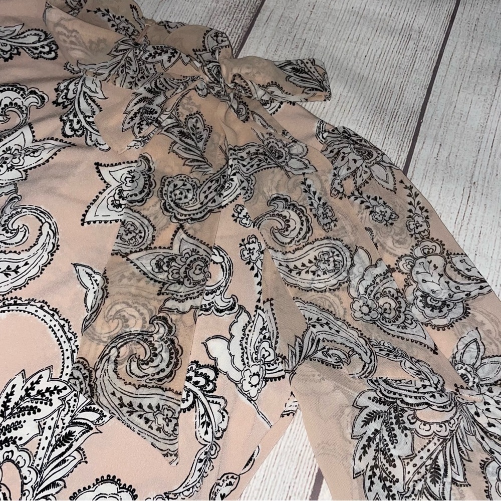 CALVIN KLEIN Women’s Long Sleeve Blouse Paisley Pink Black White Size Small - Picture 8 of 10